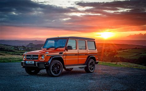 Download wallpapers Mercedes-AMG G63, 4k, sunset, 2019 cars, orange ...