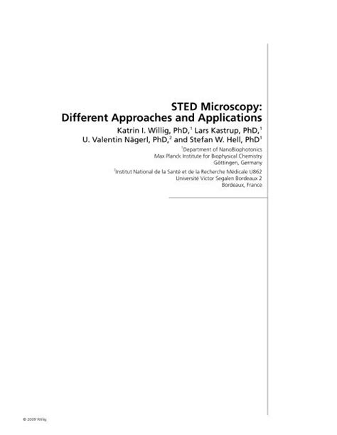 STED Microscopy: Different Approaches and Applications