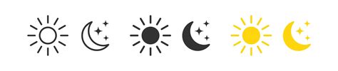 Moon icon. Sun symbol. Night, day signs. Light, dark symbols. Morning ...