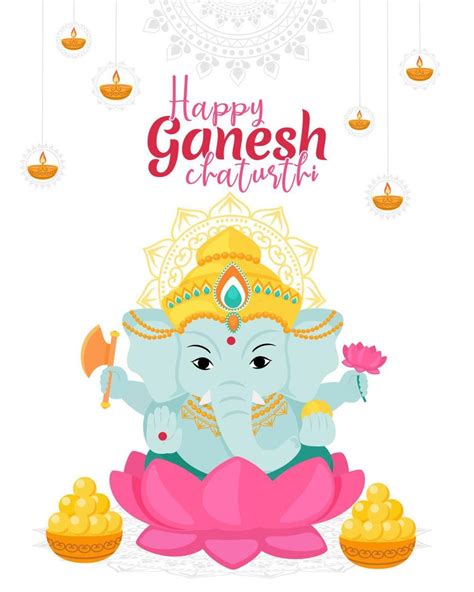 Happy Ganesh Chaturthi greetings. Design for holiday banner or poster ...