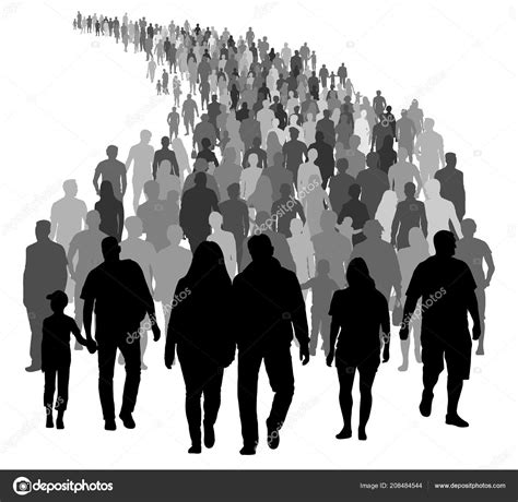 Big Crowd People Moving Silhouette Vector Stock Vector Image by ...