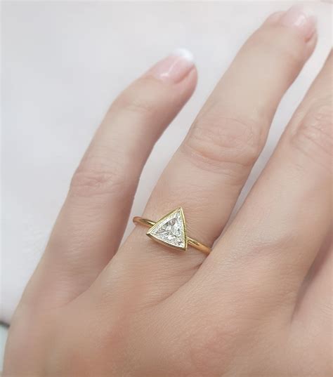 Diamond Trillion Ring 18k 14k Gold. Diamond Triangle Ring. G - Etsy