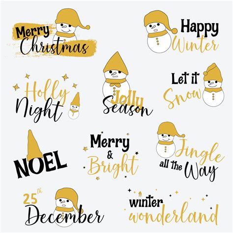 Merry Christmas stickers and sign. 11008904 Vector Art at Vecteezy