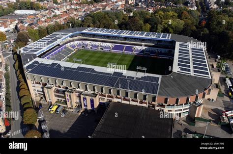 Aerial view of the Lotto Park (for sponsorship purposes), Anderlecht ...