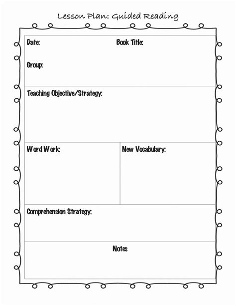 Elementary Weekly Lesson Plan Template New Guided Reading Lesson ...