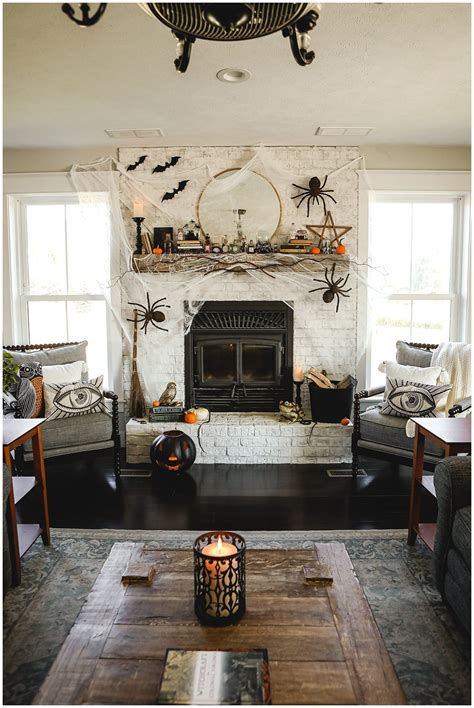 Witchy Halloween Fireplace Decor | Fireplace decor, Halloween fireplace ...