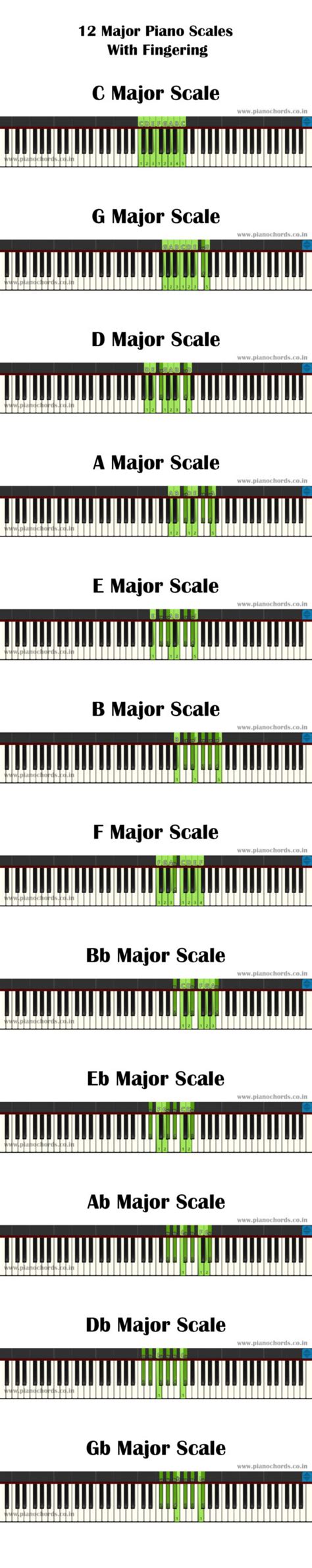 12 Major Scales Printable