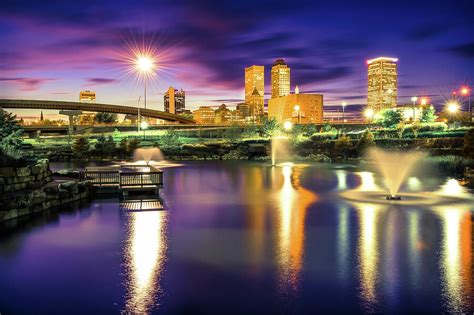 Lights Over Downtown Tulsa Skyline Photograph by Gregory Ballos - Fine ...