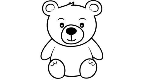 Cartoon Teddy Bear In Black And White Background, Coloring Pictures Of ...