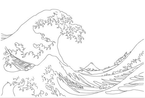 Hokusai Great Wave Coloring Page in 2022 | Hokusai great wave, Waves ...