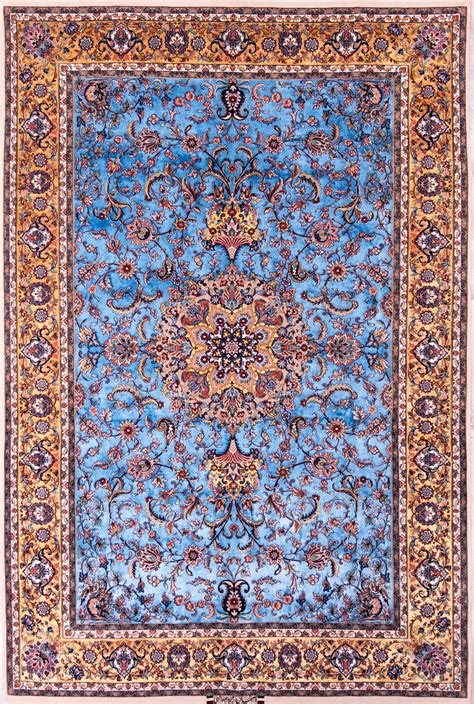 Silk Persian Rug - Persian Isfahan Blue Rug - Beautiful Rugs