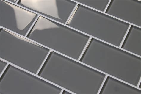 Pebble Gray 3x6 Glass Subway Tiles | Rocky Point Tile - Glass and ...