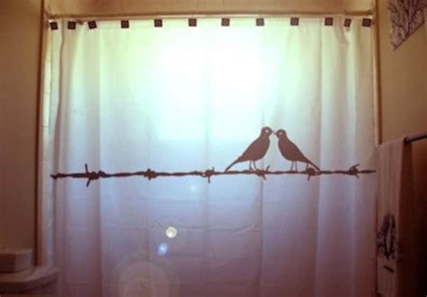 Love Birds Shower Curtain, Barbed Wire Bathroom Decor. Extra Long ...