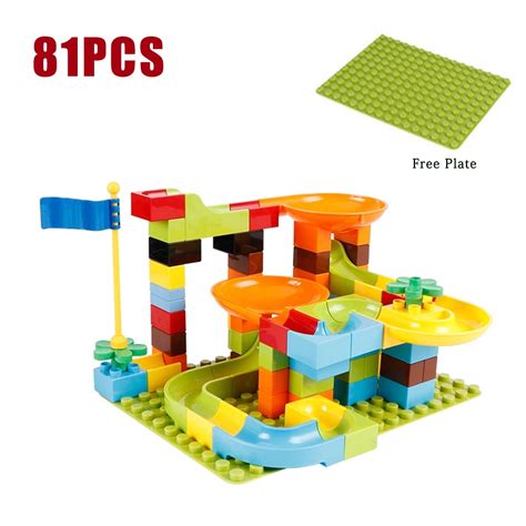 80/81/160Pcs Big Size DIY Ball Slide Building Blocks Toy Creative Maze ...