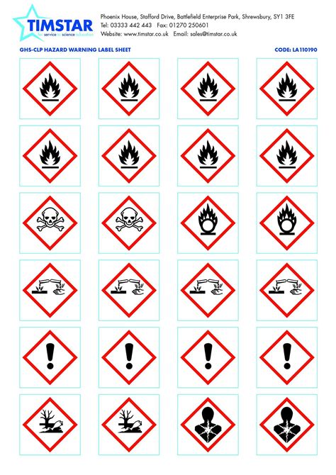 Ghs-Clp Hazard Warning Labels Sheet.