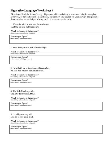 Free Printable Figurative Language Worksheets - Printable Templates