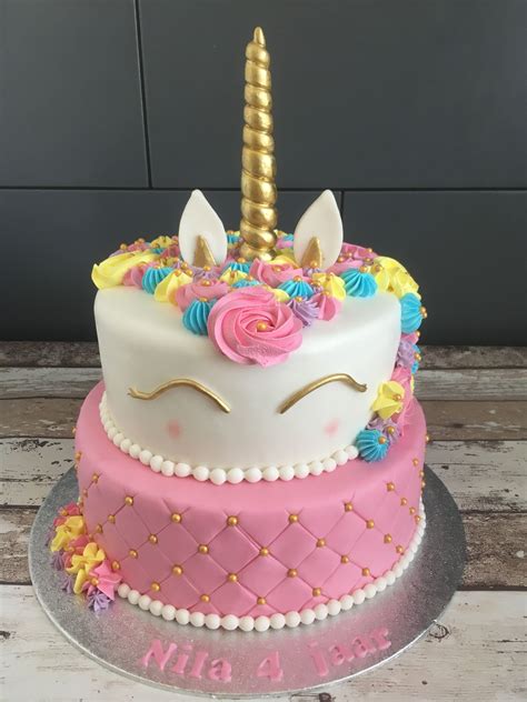 2 tier fondant unicorn cake | Pastel de cumpleaños de unicornio, Pastel ...