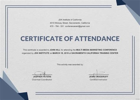 Certificate Templates Free Conference Attendance pertaining to Free ...