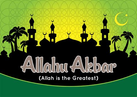 Allahu Akbar with mosque silhouette 4743720 Vector Art at Vecteezy