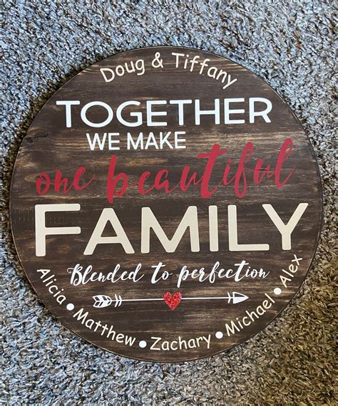 Blended Family Round Wood Sign/Customizable | Etsy