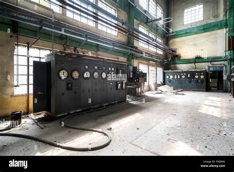 Interior view of an abandoned factory in Italy Stock Photo - Alamy