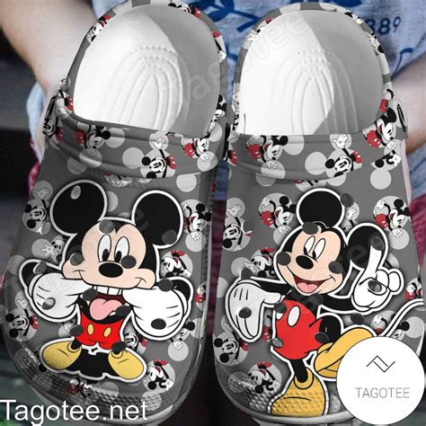 Mickey Mouse Cartoon Grey Crocs Clogs - Tagotee