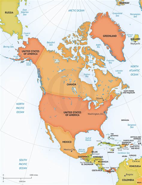 Vector map continent North America ~ Graphics ~ Creative Market