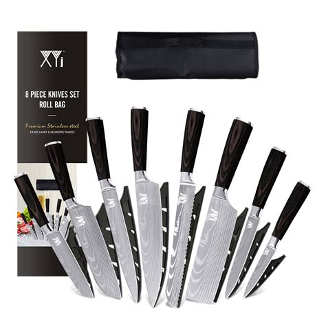 XYJ Stainless Steel Kitchen Knives Set 8 Piece Chef Knife Set with ...