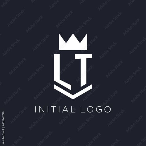 LT logo with shield and crown, initial monogram logo design Stock ...