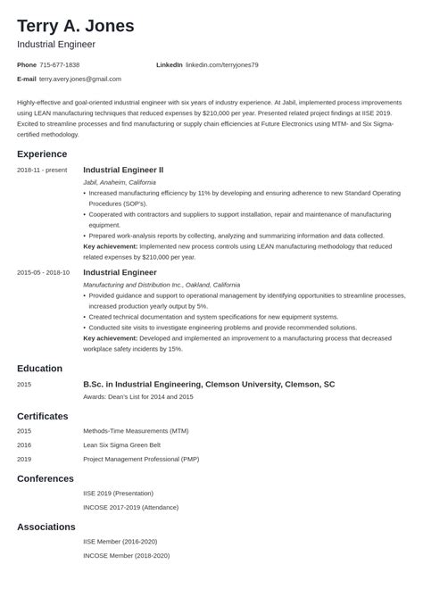 Industrial Engineer Resume Examples [2024 Guide]