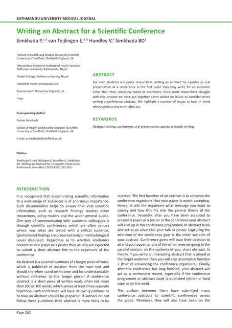 (PDF) Writing an Abstract for a Scientific Conference