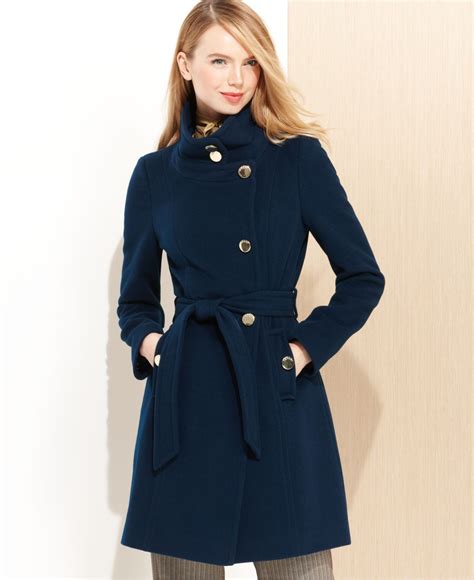 Tahari Izzy Asymmetrical Wool-Blend Coat in Blue | Lyst