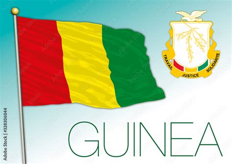 Guinea official national flag and coat of arms, african country, vector ...