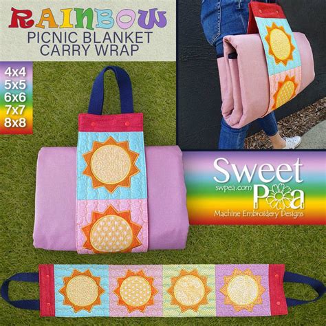 Rainbow Picnic Blanket and Carry Wrap 4x4 5x5 6x6 7x7 8x8