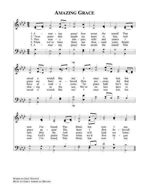 Printable Words To Amazing Grace Hymn