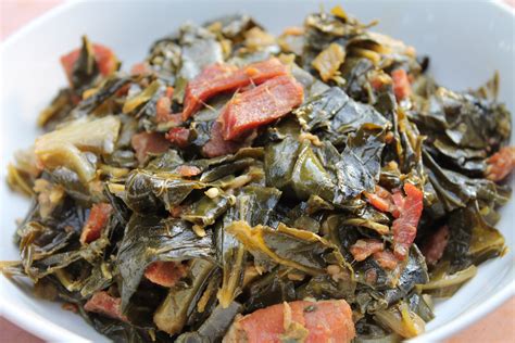 True southern tender collard greens flavored with smokey bacon. We all ...