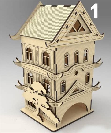 Laser Cut Wooden House 3D Model CDR File | Vectors File