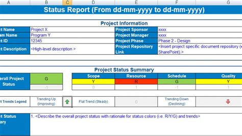 Agile Status Report Template