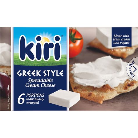 Kiri Greek Style Spreadable Cream Cheese Portions 6 Pack 108g | Woolworths