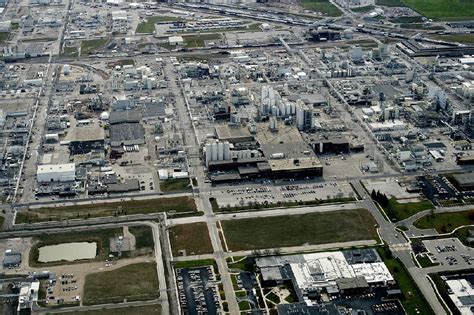 This aerial view shows the Dow Chemical plant in Midland,