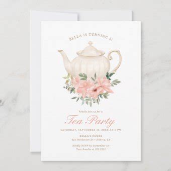 Floral Tea Party Birthday Party Invitation | Zazzle