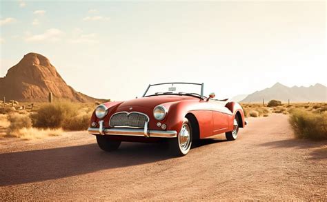 Premium AI Image | Convertible classic red car retro automobile wallpaper