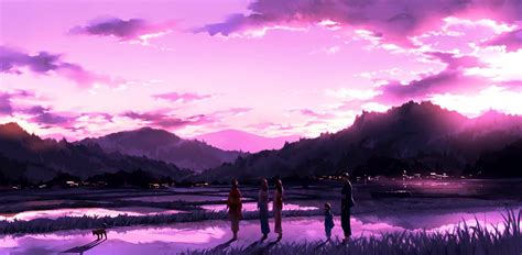 original, Anime, Landscape, Sunset, Sky, Cloud, Beautiful, Pink, Group ...