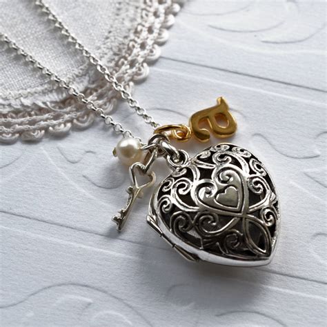 silver vintage heart locket necklace by martha jackson sterling silver ...