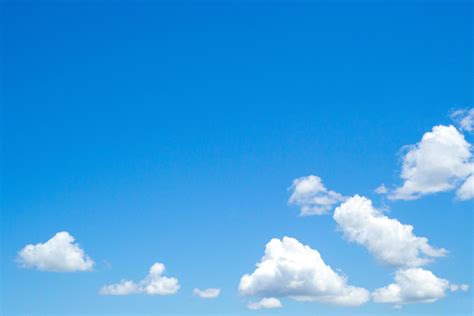 Group of fluffy clouds with clear blue sky background and copy space ...