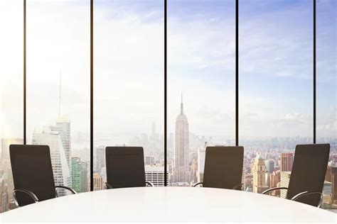 White round conference table with chairs - Stock Image - Everypixel