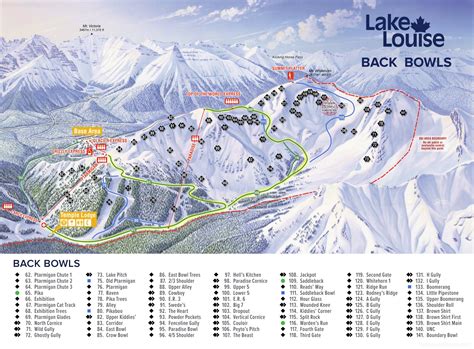 Lake Louise Ski Resort Back Bowls Piste Map - Ontheworldmap.com