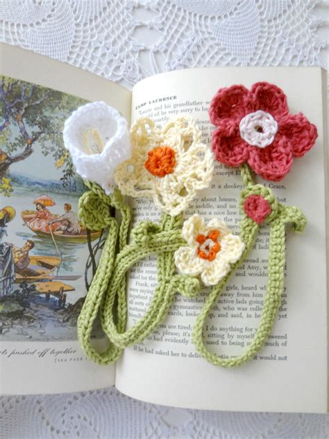 Crochet Flower Bookmarks | AllFreeCrochet.com