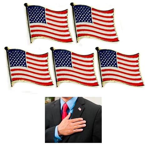 5 American Flag USA Lapel Pin Tie Tack United States Patriotic Badge ...