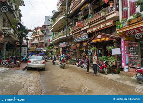 Street in SaPa Town in Vietnam Editorial Photography - Image of ...